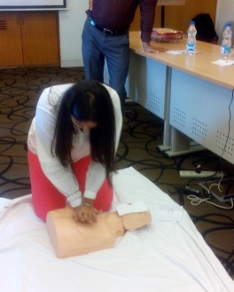 Participant is giving demonstration of “CPR” (Cardio- Pulmonary Resuscitation)